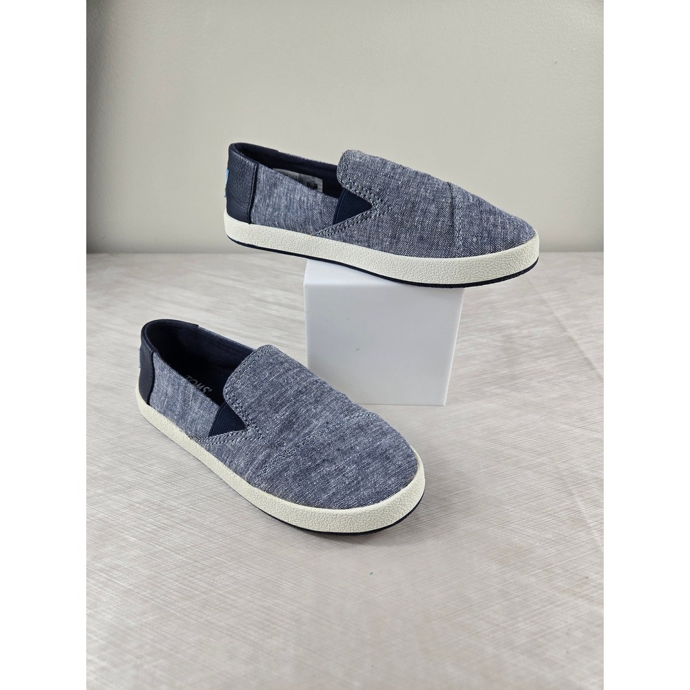 Toms Kids Alpargata Cupsole Navy Blue Chambray Slip On Loafers Size 1 10013075